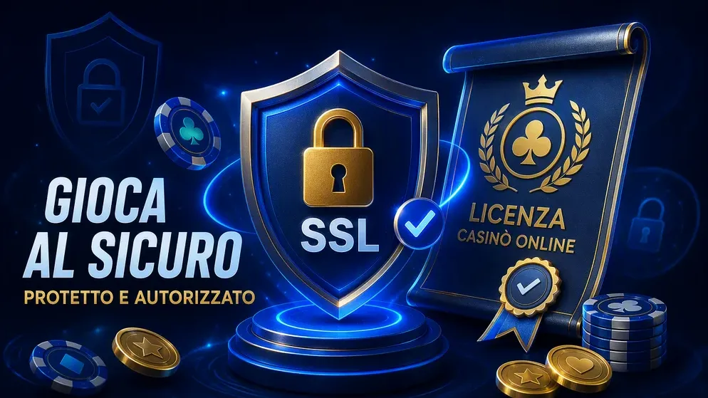 scudo SSL e logo licenza casinò online