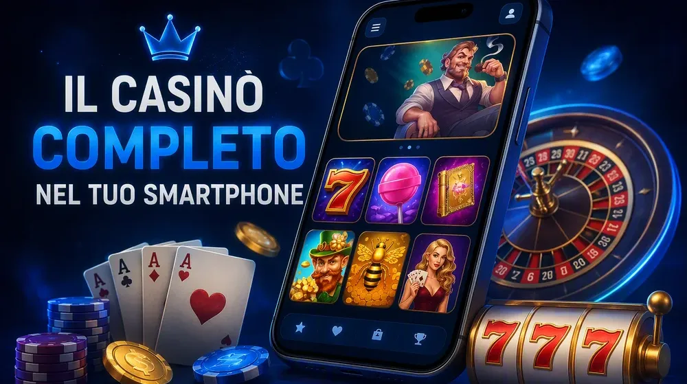 smartphone con interfaccia casino su schermo
